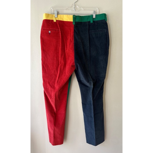 VTG Men Huntington Sz 36 Corduroy 4 Colorblock Pants Preppy Fun Pockets - Picture 2 of 10